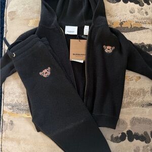 Burberry Kids Black Sweatpants & Hoodie Set
